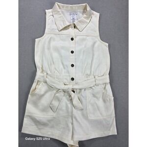 Max Studio Kids Girls Romper Sleeveless‎ 8 Belted Utility Creme Beige Shortall